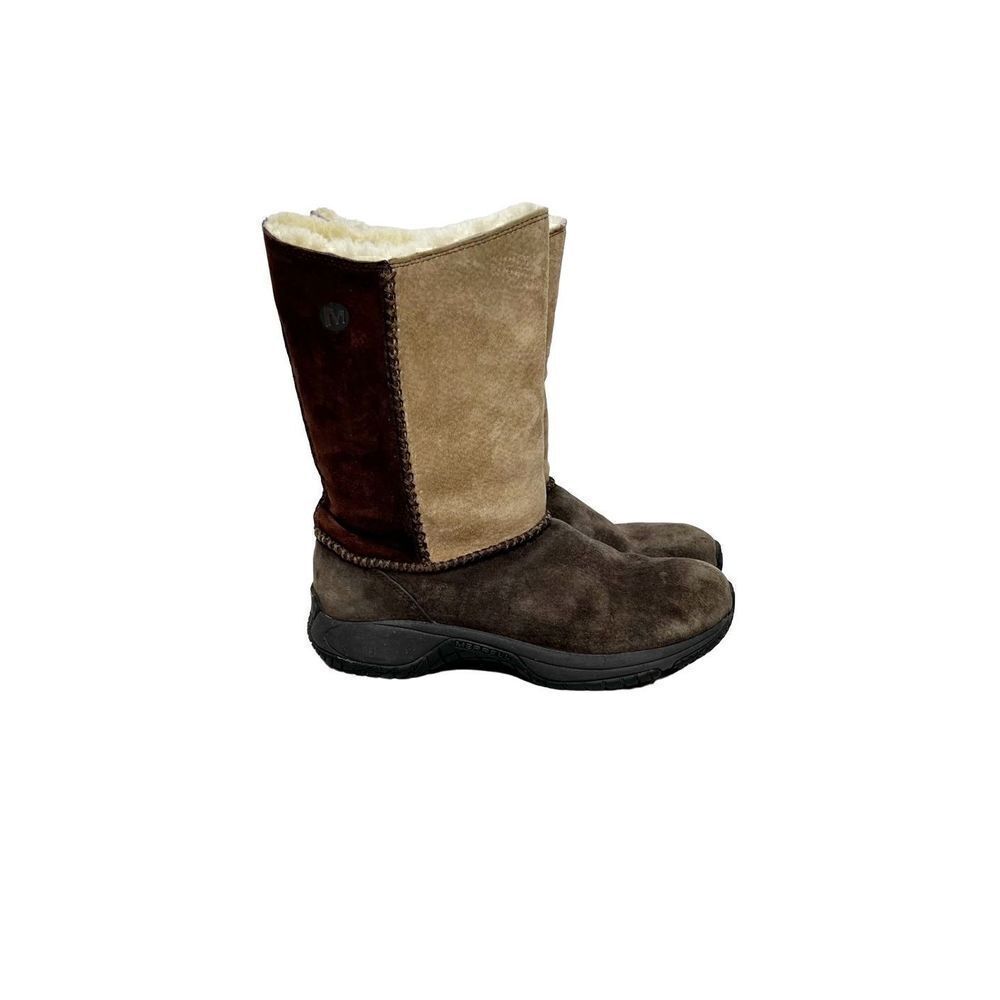 Merrell encore stitch high express fur lined suede boots size 8